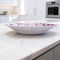 Assiettes jetables en mélamine écologiques personnalisées, bord plat, vaisselle en plastique, options personnalisées directes d'usine, vente en gros
