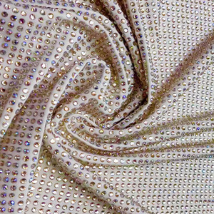 Nhà máy cung cấp trực tiếp căng đàn hồi TRIM Tinh thể thủy tinh Rhinestone lưới vải cho khiêu vũ Ăn mặc - Product Image 3