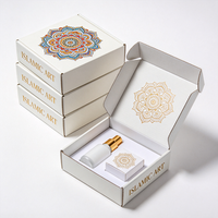 Boîte cosmétique islamique blanche de qualité supérieure, motif mandala en feuille d'or, boîte cadeau en carton pour huiles essentielles