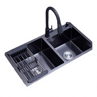 Comptoir rectangulaire à cuvette unique pour évier de cuisine Nano avec robinet à crépine en option Acier inoxydable doré double Finition or rose