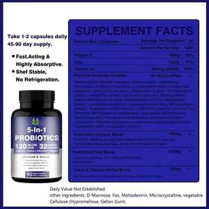 Premium 5 en 1 Probiotics Casuples para mejorar la inmunidad y el sistema de digestión Suplemento para la salud intestinal - Product Image 2