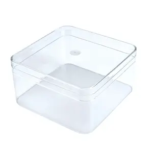 200pcs Square Acrylic Tiramisu Cake Storage Container Box Mousse Dessert Candy Biscuit Sweet Packaging Plastic Clear Box