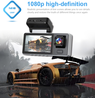 Caméra DVR de voiture, enregistreur vidéo boîte noire, mini caméra de tableau de bord WIFI 2 pouces pour voiture, caméra à 3 objectifs, enregistrement en boucle, surveillance de stationnement