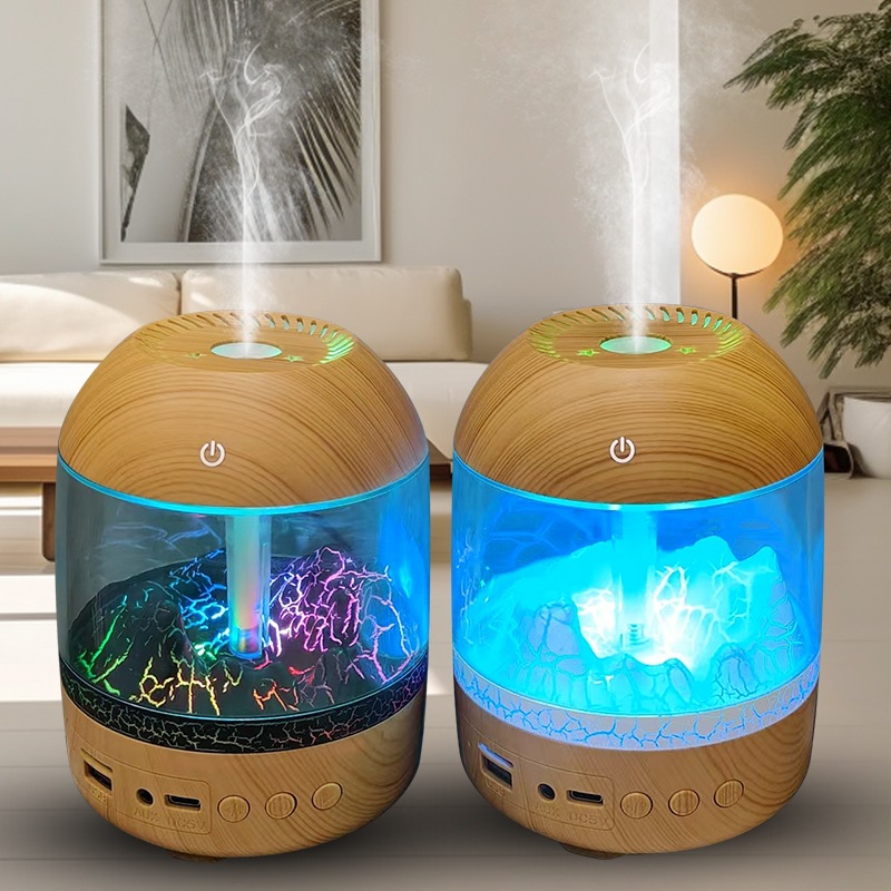 New Wood Grain Crack Multi-function bluetooth Speaker Humidifier Aromatherapy Machine Ornaments Gifts Home Office Use
