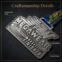 Médaille de finisseur de demi-marathon en métal personnalisée, relief 3D, récompense pour événement de course avec ruban imprimé