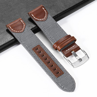 Bracelet de montre intelligente en nylon respirant de qualité supérieure 20 mm 22 mm avec sangle en cuir véritable et boucle ardillon en acier inoxydable pour hommes