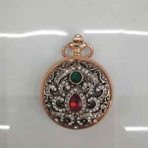 <span class=keywords><strong>Montre</strong></span> de poche à diamant rouge vintage universelle pour hommes et femmes à clapet <span class=keywords><strong>Montre</strong></span> de poche à quartz - Product Image 4