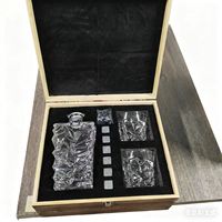Decantador de Whisky de Cristal de 750 ml al por Mayor, Juego de Vasos de Whisky, Regalo con Piedras de Whisky y Caja de Regalo de Madera, Logotipo Personalizado, Regalo de Navidad para Hombre