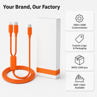 Cable USB C 2 en 1, 60W 27W PD, Carga Rápida, Trenzado de Nailon, Tipo C a Lightning, Cable de Datos Personalizado al por Mayor para iPhone y Android