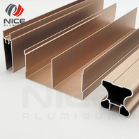 Porte en verre en aluminium série 6000 avec profilé en or rose personnalisé pour placard, service de découpe professionnel