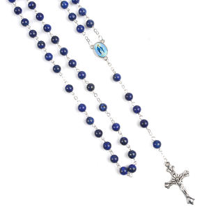 Cuentas <span class=keywords><strong>de</strong></span> gemas azules <span class=keywords><strong>para</strong></span> hombres, <span class=keywords><strong>cadena</strong></span>, <span class=keywords><strong>Rosario</strong></span>, lapislázuli católico, piedras, <span class=keywords><strong>Rosario</strong></span> <span class=keywords><strong>para</strong></span> mujeres - Product Image 4