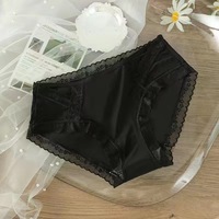 [문라이트 도터] 여성용 순면 원단 미드라이즈 아이스 실크 항균 섹시 레이스 속건 ODM 스몰 프레시 허리팬티