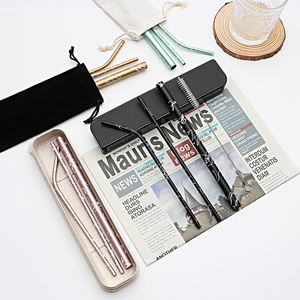 Pailles à boire réutilisables, en acier inoxydable 304, métallique, Logo, personnalisé, avec étui et brosse, nouveauté, livraison gratuite - Product Image 4