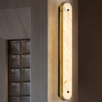 Lampes murales linéaires LED en marbre naturel de qualité professionnelle, idéales pour les chambres d'hôtel, les zones de couchage et les halls d'accueil