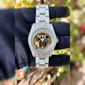 Montre pour homme de luxe vintage de haute qualité NYC DIAMOND EMPIRE, boîtier carré en acier inoxydable 41 mm, verre analogique, mouvement mécanique japonais - Product Image 1