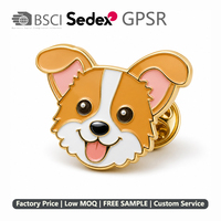 Broche personnalisée en émail souple Chiot Corgi, plaquée or, découpée, mignonne, pour revers de veste, MOQ 50 pièces, cadeau pour les amoureux des chiens