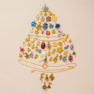 Nouveaux pendentifs en forme de fleur, trèfle, rose, palmier, tulipe, en acier inoxydable plaqué <span class=keywords><strong>or</strong></span> 18K PVD, sans ternissement, pour la fabrication de bijoux, vente en gros - Product Image 3