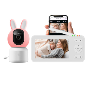 Caméra de surveillance pour bébé intelligente sans fil 5,0 pouces 1080P Audio bidirectionnel Affichage WiFi Tuya Surveillance du sommeil du bébé Détection des pleurs <span class=keywords><strong>Nuit</strong></span> - Product Image 1