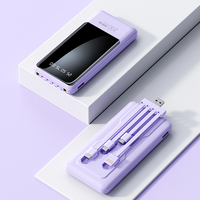 Batterie Externe Portable 10000 mAh en Gros, Petite Station d'Alimentation Haute Capacité 1A avec Câbles Intégrés pour Smartphone, Puissance de Sortie 10W