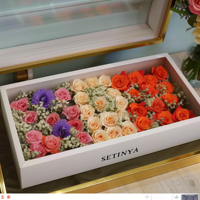 Luxe ronde bloemen cadeaudoos op maat met logo, fluwelen hoedendoos voor rozen, geconserveerde bloemen, Valentijn verpakking