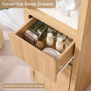 Armoire de rangement de salle de bain en bois moderne SENYU, 3 étagères avec porte, design minimaliste - Product Image 3