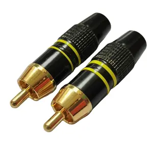 Conector de áudio metálico 24k, alta qualidade, bronze de ouro rca, para alto-falante