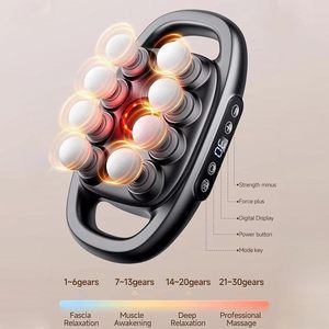 Pistola de masaje de tejido profundo multifunción de 8 cabezales, máquina de masaje corporal con vibración de alta frecuencia de mano para relajación muscular - Product Image 4