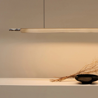 Lustre LED linéaire moderne en acier inoxydable et marbre, luminaire élégant pour îlot de cuisine, idéal pour salon et cuisine