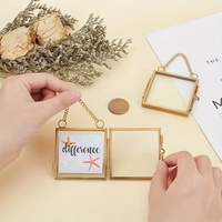 Cadre photo carré en verre et laiton de haute qualité, décoration murale pour mariage, maison, bureau, idée cadeau