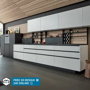 Kabinet dapur furnitur dapur rumah desain Modern Modular kustom Amerika pengiriman cepat otomatis