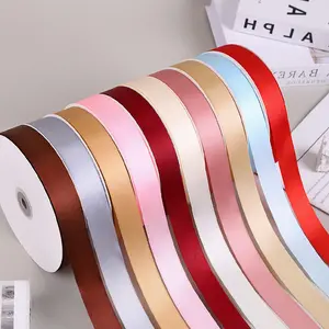 Hot Sale Factory Mixed Colors Double Faced Smooth 100% Polyester 196 Colors 1 Inch 25mm Satin Ribbon