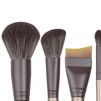 Set Kuas Makeup 12 Buah, Kuas Serat Sintetis Lembut, Gagang Kayu, Kit Kuas Wajah dan Mata untuk Pemula