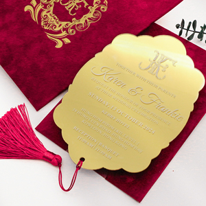 Invitations de mariage de luxe en velours avec logo doré, kits de cartes d'invitation en toile pour mariée, pochettes enveloppantes 5x7, Noël, Ramadan - Product Image 6