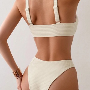 2026 Wholesale Hand Elastic Dark Green High Cut Leg Plunge Swimsuit Au <b>Crochet</b> Bathing Suit Sexi Swimwear Bikini <b>Set</b> for Women - Product Image 4