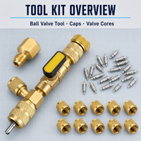 Kit d'outils professionnels pour la maintenance CVC avec adaptateurs de robinets à bille et accessoires de cartouches de valve
