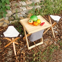 HE-1149, Portable Pliant Hêtre Bois Camping Pique-Nique SBBQ Chaises Chaises De Pêche En Bois Massif Et Toile Tabourets Triangulaires