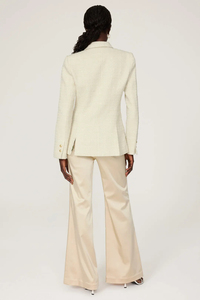Oem Custom High-End Clothing Manufacture Notched Lapel Long Sleeves <strong>White</strong> <strong>Tweed</strong> Ladies Classic Tailored Blazer Women's <strong>Jacket</strong> - Product Image 4