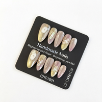 Lot de 10 faux ongles en gel press-on, forme amande et stiletto, peints à la main, magnifiques, design personnalisé, faits à la main, en acrylique, vente en gros