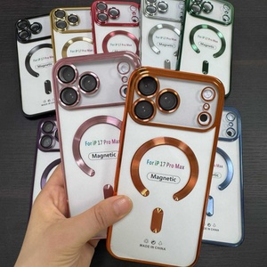 Custodia Magnetica Trasparente con Ricarica Wireless e Protezione Lente in Vetro TPU Morbido per <span class=keywords><strong>iPhone</strong></span> 15 Plus, 16 Pro Max, 17, 16E - Design Elegante e Placcato - Product Image 6