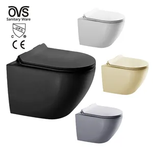 Ovs सीई यूरोप आसान साफ Rimless बाथरूम कटोरा चीनी मिट्टी सेनेटरी वेयर दीवार लटका लक्जरी शौचालय सेट
