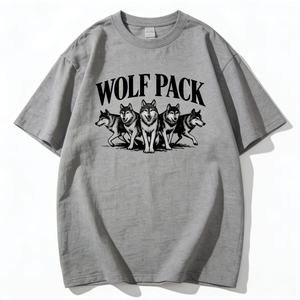 T-Shirt Grigia Stile Urbano <span class=keywords><strong>WOLF</strong></span> PACK - Vestibilità Oversize con Stampa Motivo <span class=keywords><strong>Wolf</strong></span> Pack Streetwear - Product Image 1