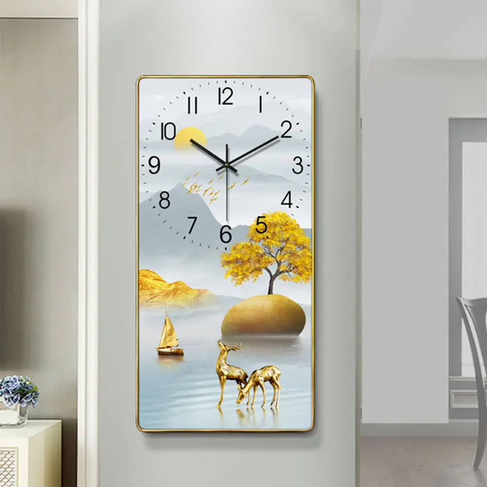 Fashionable Modern Living Room, Temperature Date Time Display Calender Atomic Wall Clock Wall Decor Hanging Painting