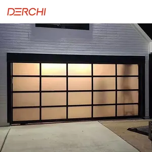 Contemporary Remote Control Glazed Electric Automatic 12x12 Clear Glass Garage Doors With Pedestrian Door