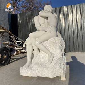 Coppia di marmo bianco intagliato a mano decorazione da giardino all'aperto statua scultura - Product Image 2