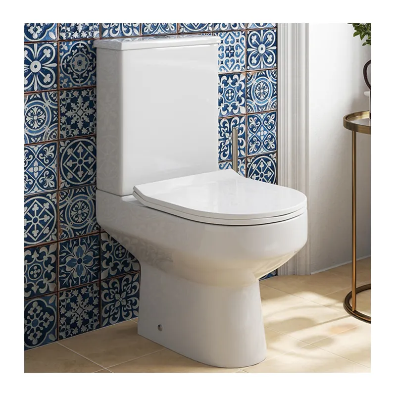 Hete Verkoop Comfortabele Toilettes Moderne Waterkast Keramisch Porselein Wc P Trap Tweedelig Toilet Voor Badkamer