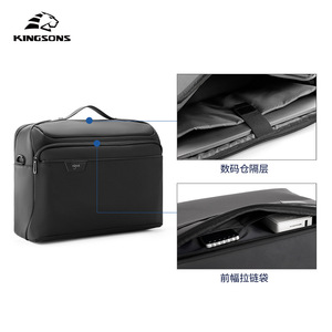 Kingsons Men's Business Briefcase Black Polyester Waterproof Laptop <b>Bag</b> Large Capacity Zipper Closure Travel <b>Work</b> Use - Product Image 4