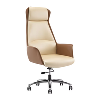 Chaise de bureau de direction, chaise de bureau à dossier haut, en cuir, exécutive, contemporaine, pivotante, ergonomique, avec appui-tête, soutien lombaire, en acier inoxydable