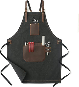 Black Polyamide <b>Waterproof</b> <b>Work</b> Apron Leather Pockets Needle Detection Adjustable Strap Unisex Dust Proof Tool Holders-HARAZ - Product Image 1