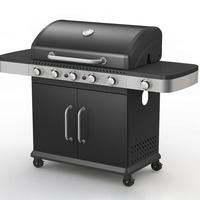 Barbecue à gaz professionnel à 6 brûleurs en acier inoxydable avec revêtement en poudre pour l'extérieur, vente en gros