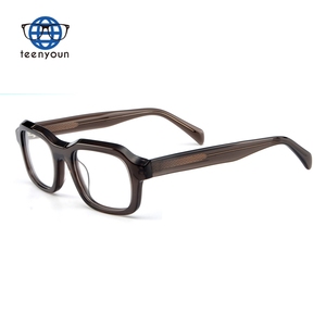Teenyoun kacamata Retro asetat Pria Wanita, kacamata bingkai optik persegi macan tutul kualitas tinggi Logo kustom - Product Image 5